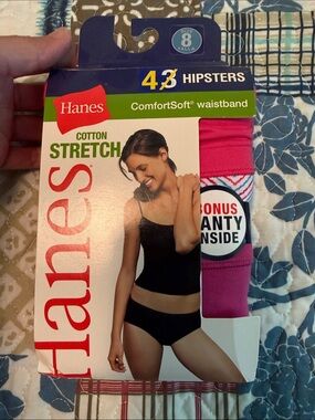 Hanes Cotton Stretch Hipsters - 4 Pack- Size 8